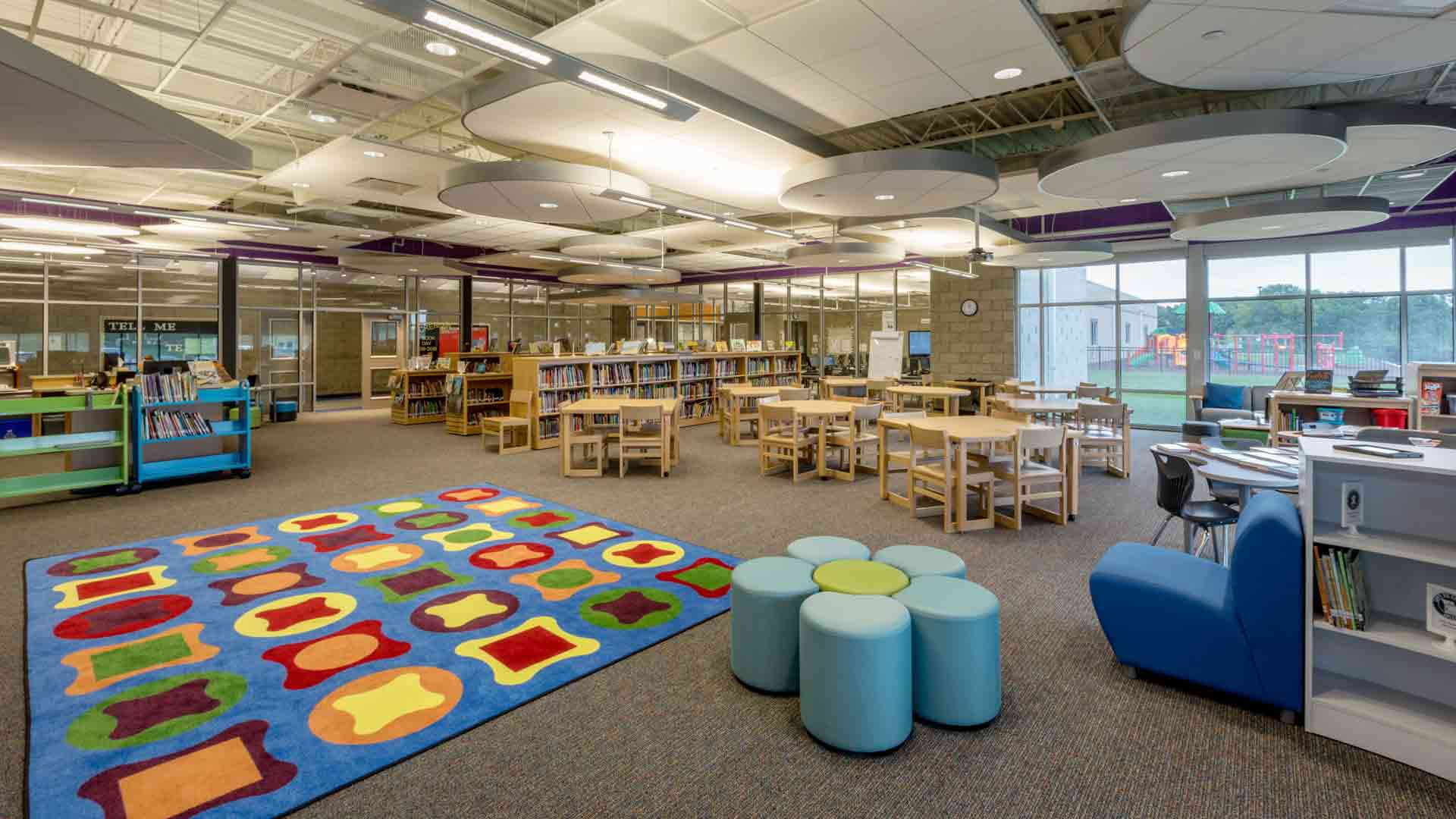 Media Center and Library at Cedar Ridge Elementary School, Columbia, Missouri.